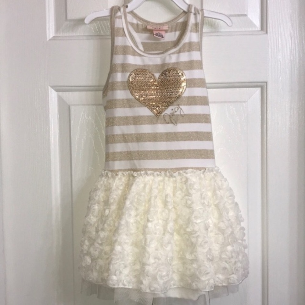 Juicy Couture Girls Gold Heart Sequin Dress